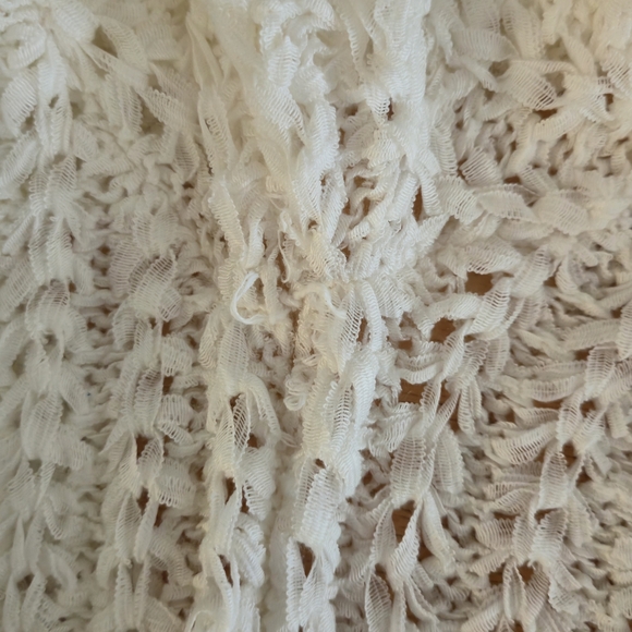 Unbranded Sz M/L White Open Knit Waterfall Cardigan Coastal Boho Ethereal Layer - Picture 13 of 15
